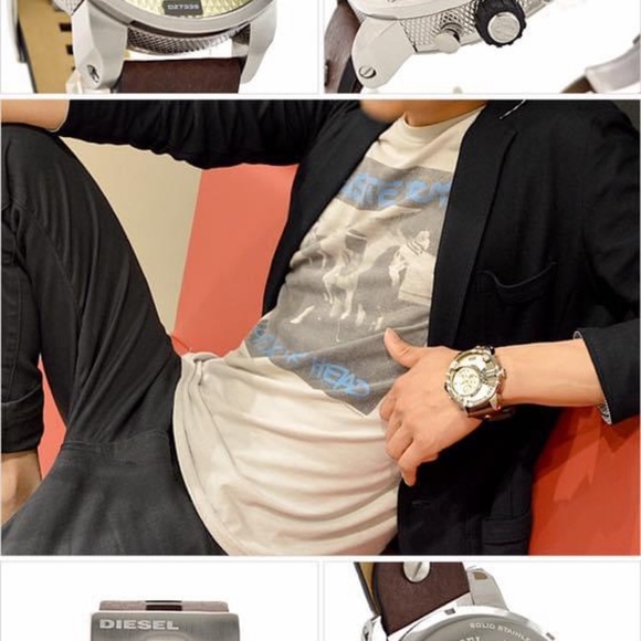 DIESEL Little Daddy Grey Dial Brown Leather Men's Watch DZ7335 - Picture 4 of 9